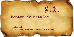Hentes Krisztofer névjegykártya
